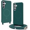 BGHHEU Magnetica Cover per Samsung Galaxy S25 Plus con Cordino,[Compatible con Magsafe],Custodia Silicone con Regolabile Collana Sottile Morbida Case,Verde scuro