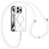 GoodcAcy Cordino Magnetica Cover per Samsung Galaxy A14 4G/5G, Compatible con MagSafe, Trasparente Silicone Custodia con Collana Cordini Laccio Tracolla Catena per Samsung Galaxy A14 4G/5G [bianco]
