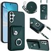 GoodcAcy Custodia a Portafoglio per Xiaomi 14T Pro,Custodia con 360°Metallo Ring Kickstand, Antiurto Protettivo Case con Regolabile Laccio Tracolla Collana per Xiaomi 14T Pro-verde