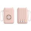 Kaiyo Cute Bear, Power Bank portatile, 10000 mAh, cavi quadrupla integrati, ingresso doppio a cinque uscite, con cordino, rosa