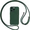 Vauki Cover per iPhone 16 Pro Max con Cordino, Silicone Custodia con Laccio Collana Tracolla, Antiurto Ultra-Sottile Protettiva Cellulare Case per iPhone 16Pro Max, Verde