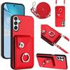 GoodcAcy Custodia a Portafoglio per Motorola Edge 50 Neo/S50,Custodia con 360°Metallo Ring Kickstand, Antiurto Protettivo Case con Regolabile Laccio Tracolla Collana per Motorola Edge 50 Neo/S50-rosso