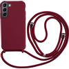 2NSPDRGNI Cover con Collana Compatibile con Samsung Galaxy S24 Plus,Case con Laccio per Il Collo Custodia con Cordino,Soft silicone Rosso
