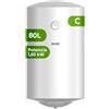 Svan ST8002 - Scaldabagno elettrico da 80 litri, 1500 W, kit di montaggio incluso, resistenza in acciaio smaltato, termostato manuale, temperatura massima 75 °C, bianco, efficienza energetica classe C