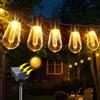 suitsamus Luci a corda solari per esterni impermeabili, 10/30 lampadine Lampadine infrangibili Luci da patio con telecomando 2 modalità di illuminazione LED Solar Pow