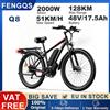 FENGQS Bicicletta Elettrica FENGQS 48V 17.5Ah Batteria, Motore di Picco 2000W, Velocità Massima 51KM/H, Autonomia Massima 80 Miglia, Ebike Q8 Mountain Bike Elettrica