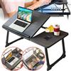 NONE Tavolino Pieghevole da Letto, Tavolino da Caffè con Portabicchieri e Barra Laterale, Supporto Portatile per Laptop da Divano