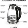 NONE WETECH W6207 Bollitore Elettrico in Vetro Borosilicato da 2L, 2200W, Temperatura Digitale, Mantenimento Calore, Spegnimento Automatico, Bollitore per Acqua Calda Domestico AC 220-240V
