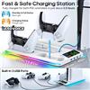 NONE IBAOVOICE Supporto di Raffreddamento Multifunzionale per PS5/PS5 Slim/PS5 Pro, Stazione di Ricarica per Due Controller con Luce RGB, Gancio per Cuffie e Ventola di Raffreddamento a 3 Livelli,