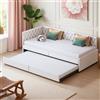 Anajqaqia, Divano Letto Estensibile 90 X 200 cm, Divano Multifunzionale, Letto Diurno Doppio Estensibile per Piccoli Soggiorni, Divano a Doppio Uso, Divano-Letto, Velluto, Beige