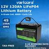 VariCore Batteria LiFePo4 Varicore 12V 120AH con oltre 6000 cicli profondi, protezione BMS, celle di grado A, disponibile in UE, spedizione senza tasse per camper e solare