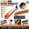 Set di 3 mini chiavi a cricchetto, cacciavite Phillips ad angolo retto con 36 denti magnetici per spazi difficili, con cacciavite offset reversibile da 1/4 di pollice ad alta coppia e set di punte
