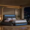 Rosahqnda Letto imbottito, Letto matrimoniale senza materasso, Struttura letto in tessuto con schienale, 4 cassetti, Letto matrimoniale