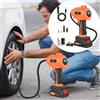 NONE Compressore d'aria portatile 2-in-1 in metallo, batteria 21V e alimentazione 12V per auto, gonfiatore digitale 180PSI per auto/moto/biciclette/palloni, arancione con spegnimento automatico