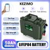 KEZIMO Batteria LiFePO4 12V 50Ah Grado A con BMS Bluetooth, 6000+ Cicli, 640Wh, IP65, USB QC PD per Camper, Barca da Pesca, Motore Elettrico da Trolling, Disponibile in Magazzino UE
