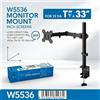 NONE Supporto da Scrivania WETECH W5536 per Singolo Monitor, Braccio Doppio Regolabile, Carico Massimo 8kg, Adatto per Monitor da 15-33 Pollici, Rotazione a 360° ° Rotazione +45 ° Supporto Inclinabile