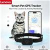 Lenovo Localizzatore GPS per Animali Domestici Lenovo, Tracciamento in Tempo Reale, Allarme Movimento, Impermeabile, Antifurto, Compatibile con Apple Find APP