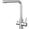 CECIPA max Rubinetto da cucina a 3 vie con 2 maniglie - Miscelatore da cucina con acqua calda, fredda e purificata - 360 ° Rubinetto girevole per lavello - Acciaio inossidabile spazzolato