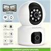 Telecamera IP PTZ WiFi Intelligente a Doppia Lente 1080P per Interni, Display Doppio in Tempo Reale, Visione Notturna, Rilevamento Movimento, Interfono Bidirezionale, Controllo Remoto tramite APP,