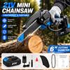 Motosega Cordless Mini da 21V e 6 Pollici, Sega Elettrica Portatile per Potatura con 2 Batterie da 2000mAh, Cassetta degli Attrezzi per la Potatura degli Alberi Fai-da-Te a Casa
