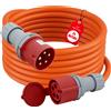 Cavo di prolunga industriale da 5 m/10 m/25 m 32 A, cavo di prolunga per alimentazione a 5 conduttori per impieghi gravosi, impermeabile IP44, 380-415 V, cavo di alimentazione per esterni per camper e