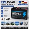 Batteria al Litio 24V 150Ah LiFePO4 Ricaricabile con Oltre 4000 Cicli per Illuminazione, Veicoli Elettrici, Energia Solare/Eolica, Piccoli UPS