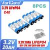 VariCore Pacco Batteria 8 pz 3.2V 20Ah LiFePO4 (Fosfato) C40 per Modifica Batterie Moto/Auto 4S 12V 24V - Connettore a Vite per Cella