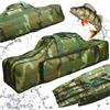 NONE Borsa Custodia per Canne da Pesca 100cm 2 Scomparti, Impermeabile Mimetica con Tasca Laterale, Imbottita per Canne e Mulinelli, con Tracolla e Maniglia, Borsa da Trasporto per Pesca a Feeder, a