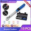 NONE Podofo Set Chiave Dinamometrica Regolabile 1/4" 2-24N.m, Kit 15 Pezzi per Riparazione Biciclette, con Inserti per Cacciavite e Chiavi a Bussola, Tipo Preimpostato, Strumento Professionale per