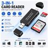Lettore di Schede 3-in-1 USB Type-C e USB 2.0 SD/Micro SD, Adattatore OTG per Schede di Memoria, Lettore Dual Slot ad Alta Velocità per Laptop, PC, Telefoni Android e Tablet