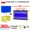 PWOD Batteria LiFePO4 PWOD 3.2V 320AH 360AH con kit di compressione, 8000-10000 cicli, cella al litio ferro fosfato, kit fai-da-te per moduli 12V 24V 48V, supporto e telaio di montaggio per accumulo