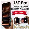 K-Touch NUOVO 15T Pro Smartphone con sblocco tramite impronta digitale, cellulare Android da 7,3 pollici, 16+48MP, 5G, Dual SIM, Dual Standby, 7800mAh, versione globale, per uomo e donna
