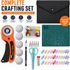 Kit completo per cucito con taglierina rotante, tappetino da taglio, forbici per tessuti, clip, spilli e borsa portaoggetti, set di strumenti professionali per quilting per progetti fai-da-te.
