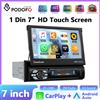podofo Autoradio Podofo 1 Din con Carplay e Android Auto, Schermo Retrattile da 7'', Lettore Multimediale Mp5 con Schermo Estraibile, Stereo 1Din