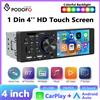 Podofo Autoradio 1 Din con Schermo Touch HD da 4 Pollici, Lettore MP5 con Carplay/Android Auto Cablato, Ricevitore Bluetooth, Radio FM, USB, TF, AUX-IN