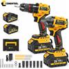 CONENTOOL Kit Combinato Trapano e Avvitatore a Impulsi Senza Fili 21V Brushless, Chiave Elettrica da 1000Nm 1/2 Pollice, Trapano a Percussione da 55Nm 3/8 Pollice, 2 Velocità, 28+3 Impostazioni di