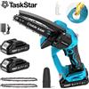 TaskStar Motosega elettrica senza spazzole da 6 pollici con lubrificazione automatica, motosega senza fili con 2 batterie ricaricabili da 2000 mAh per il taglio del legno e la potatura dei rami degli