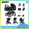 NONE Set passeggino premium 3 in 1 per neonati, morbido materassino ventilato anti-sudore, passeggino per neonati con vista alta, accessori da viaggio completi, cestino portaoggetti extra large sotto il
