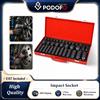 Podofo Set di 35 Chiavi a Bussola Profonde da 1/2" con Attacco a 6 Punte, per Dadi di Ruota, Riparazione Auto, Camion, Camper, Utensili Manuali da Officina 8-32MM per la Rimozione e l'Installazione di
