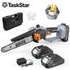 TaskStar - Mini Motosega Elettrica da 8 Pollici con Lubrificazione Automatica, Portatile, a Batteria, Senza Fili, per Potatura e Taglio Legna in Giardino