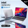 LenO NUOVO Laptop Ultra Sottile da 14.1" con 16GB RAM, 2TB SSD, Intel N3700, Windows 11 Pro, Notebook per Gaming, Display 1920*1080, Computer per Ufficio e Studio