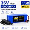 RYOBI Batteria al Litio 36V 10Ah 10S3P 18650 Ricaricabile agli Ioni di Litio per Scooter Elettrico, E-bike, Bicicletta MTB, Motore 1000W, Batteria di Ricambio con Protezione BMS Intelligente, Alta Capacità,