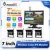 podofo Sistema di Telecamera di Retromarcia Wireless Podofo da 7 Pollici, 1080P HD, Kit Monitor a Schermo Diviso a 4 Canali, Telecamera Posteriore Digitale Impermeabile IP68 per Camion, Camper, Rimorchi,