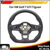 COIKA Pelle/fibra di carbonio per Volkswagen Golf 7 7.5 GTI Tiguan 2013-2019, pelle semi-perforata per volante VW, fondo piatto, stile sportivo, accessori auto