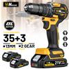 Hecus Trapano Avvitatore Elettrico Brushless Hecus 35+3 Coppie di Rotazione 13MM Senza Fili, Multiuso per Legno e Metallo, Utensile Elettrico per Fai da Te e Lavorazione del Legno, Compatibile con Batteria