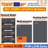 PowMr Batteria PowMr LiFePO4 a parete 48V 100AH 200AH 5.12kWh 10.2kWh 5KWh 10KWh impilabile, corrente di carica massima 100A 150A, 16 unità in parallelo, BMS integrato, LCD, RS485, CAN, RS232, per accumulo