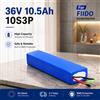 RYOBI Batteria di ricambio agli ioni di litio ricaricabile 18650 da 36V 7.8Ah 10.5Ah 14Ah (10S3P) con BMS 15A, compatibile con bici elettriche pieghevoli FIIDO D1 D2 D2S D4S, spedizione rapida, disponibile