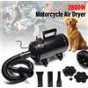 NONE Asciugacapelli per Cani 2800W Professionale, Soffiatore per Auto con Tubo Flessibile da 0,8-2,5m, Asciugatore per Moto con 3 Diverse Spazzole per Toelettatura Animali, Alta Pressione per Dettagli