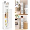 NONE Armadietti da bagno impermeabili, armadietti da terra autoportanti, mobili contenitori per casa, camera da letto, cucina, corridoio, 80H x 15L x 17P cm, Bianco