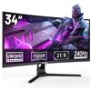 Gawfolk Monitor Curvo 34 Pollici Gaming Monitor 240hz, 1500R, UWQHD